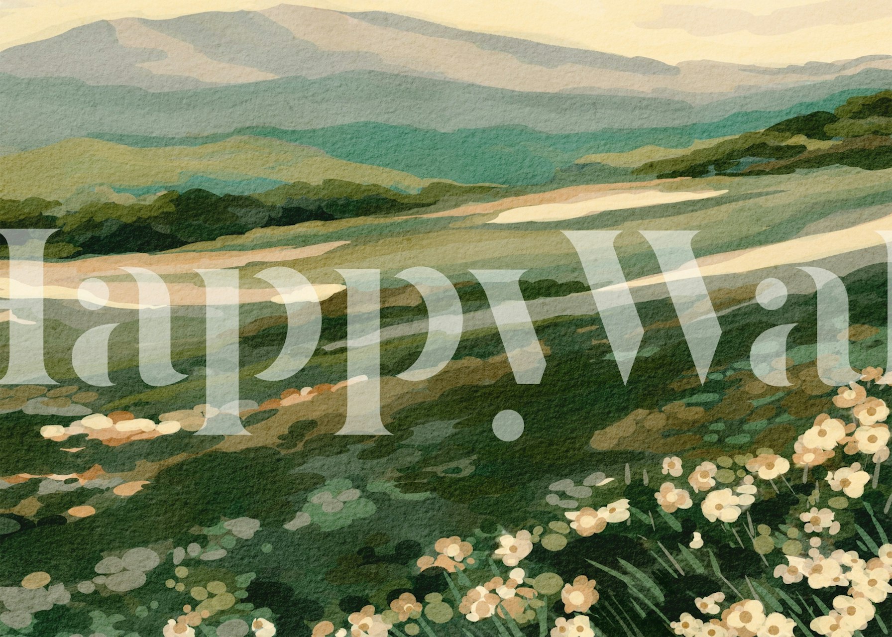 Hillside Floral Bliss papier peint dans une pièce