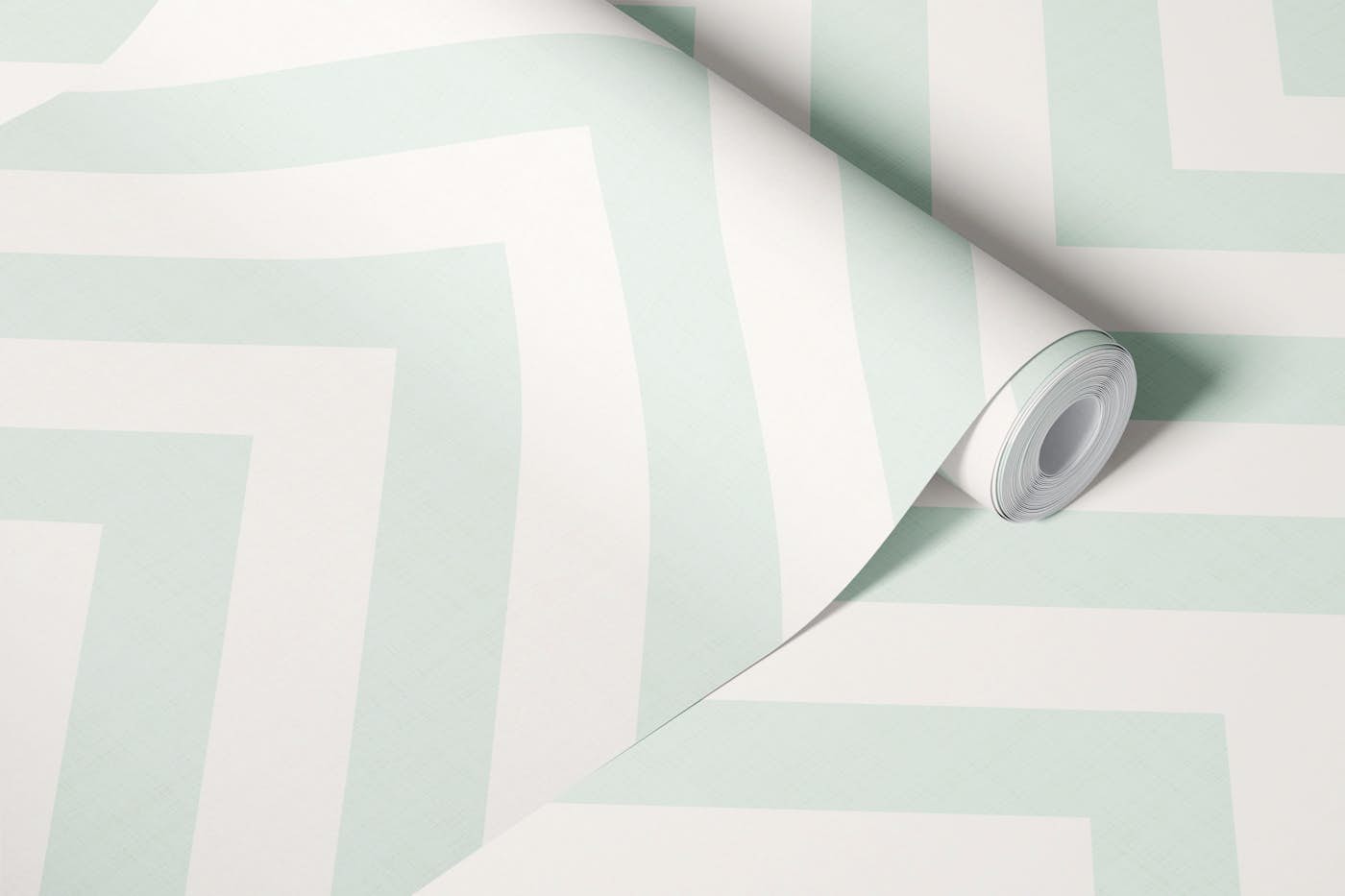 Mint Green Zig Zag Chevron Stripe Herringbone wallpaper roll