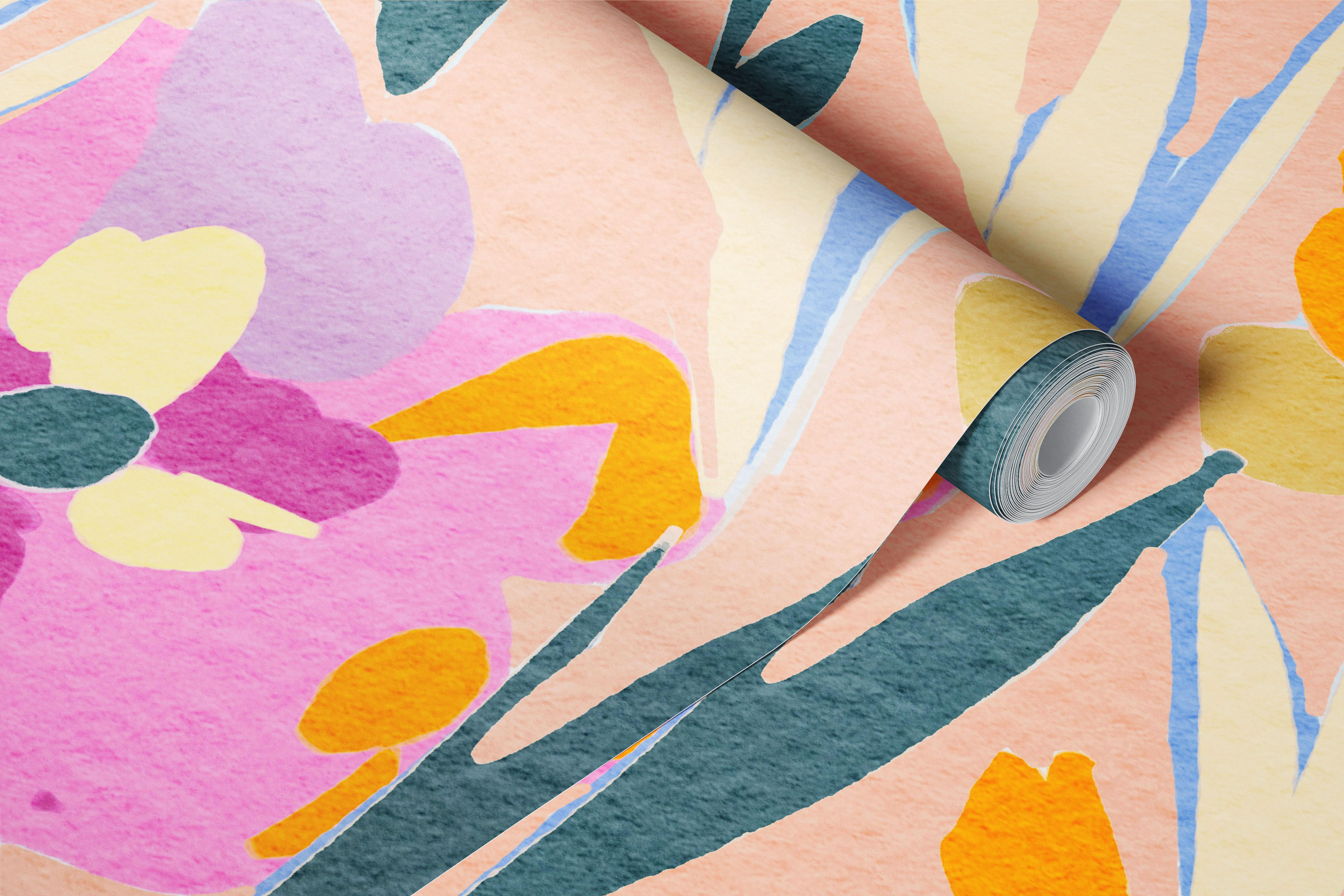 Kleurrijke bloemenbehang in een kamer