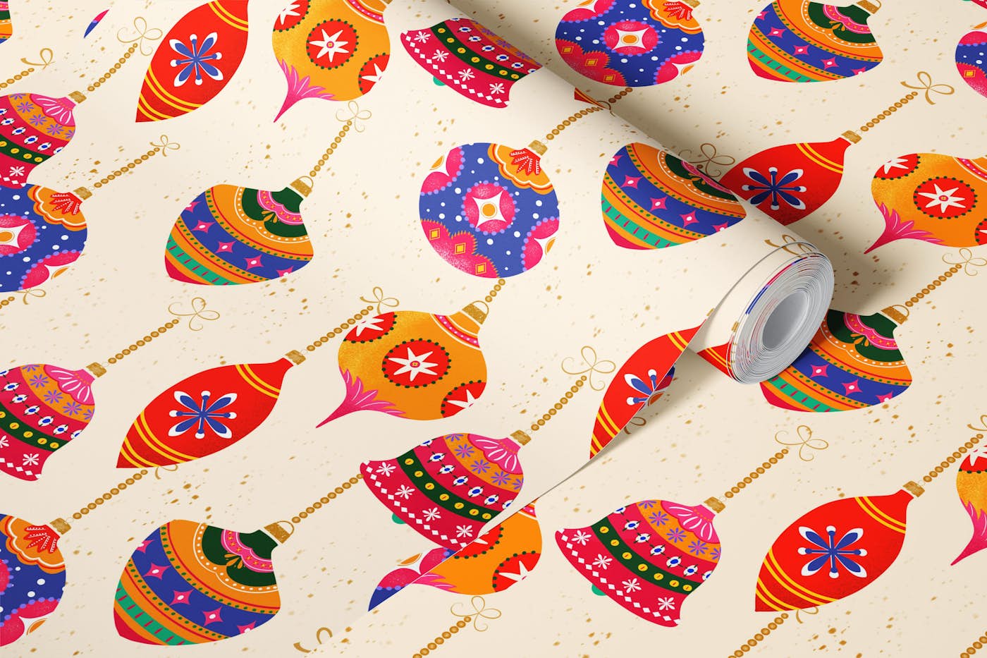 Playful Christmas Baubles wallpaper roll