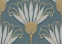 Large Elegant Gray Floral Retro Geo Flowers behang