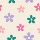 Green and Pink Simple Pastel Flowers on Cream