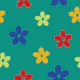 Bright Simple Flowers on Teal Green