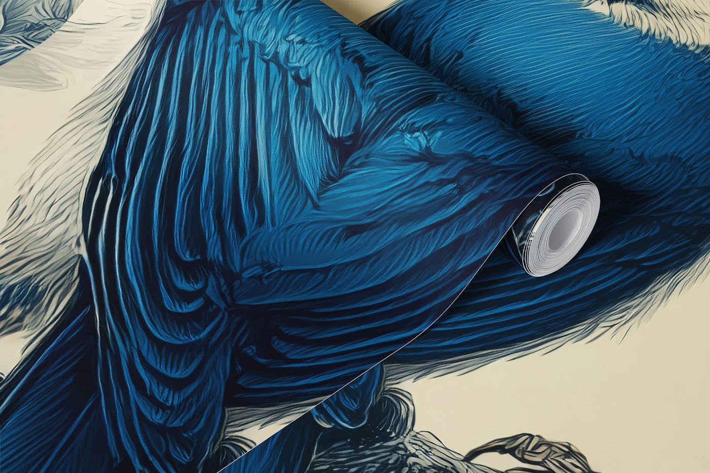 Bluebird Pair Amid Blossoms wallpaper roll