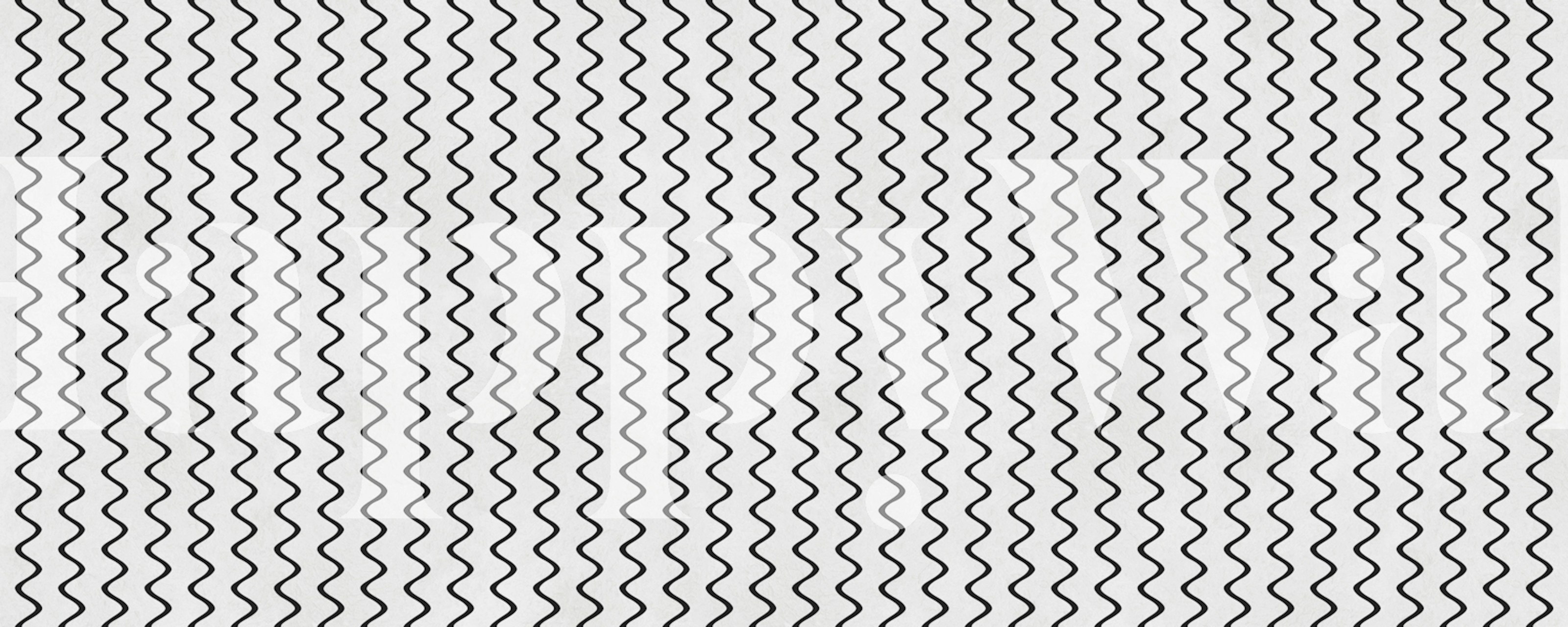 Black wavy line pattern on white background wallpaper
