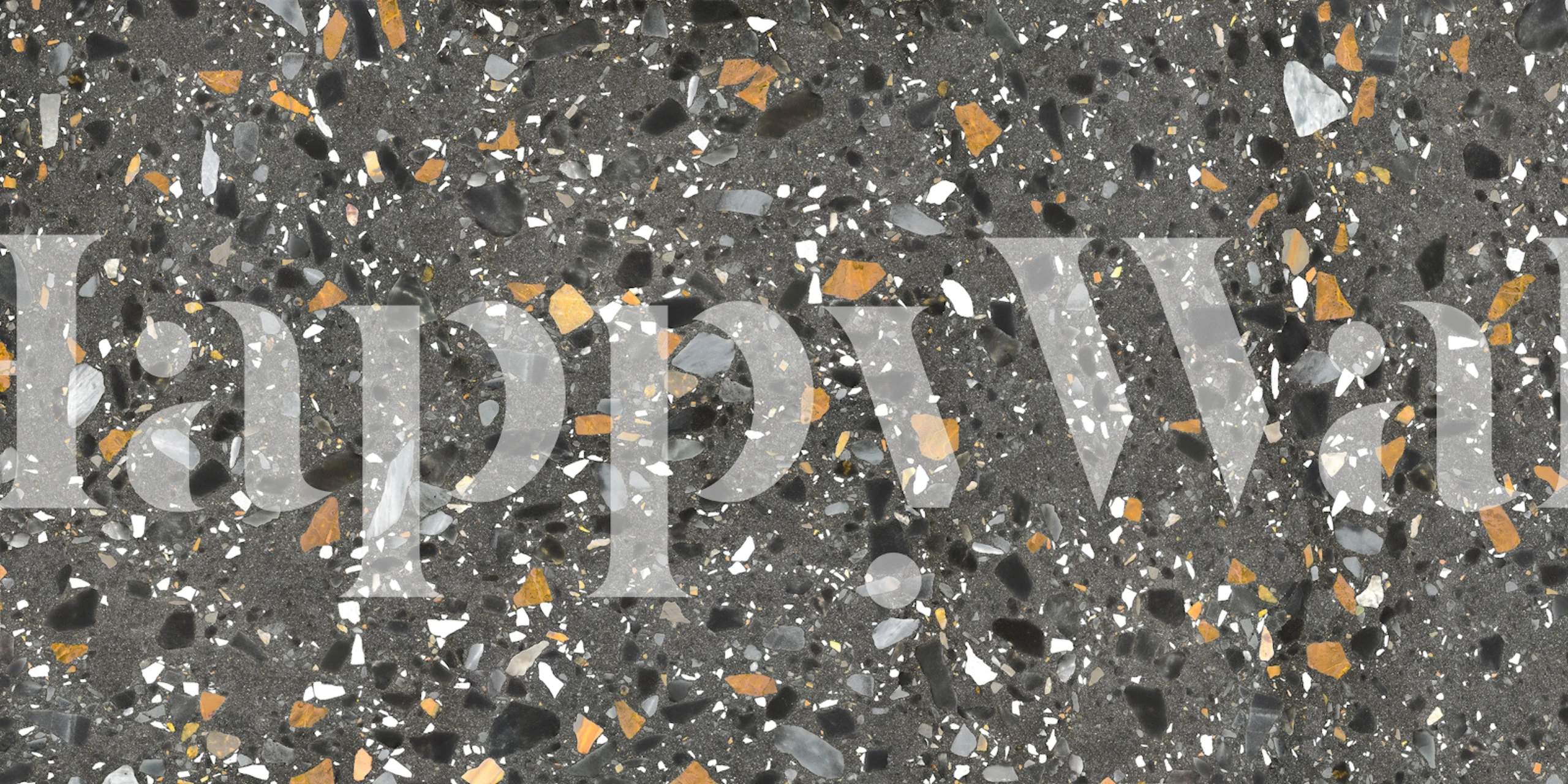 Black and gold terrazzo pattern wallpaper
