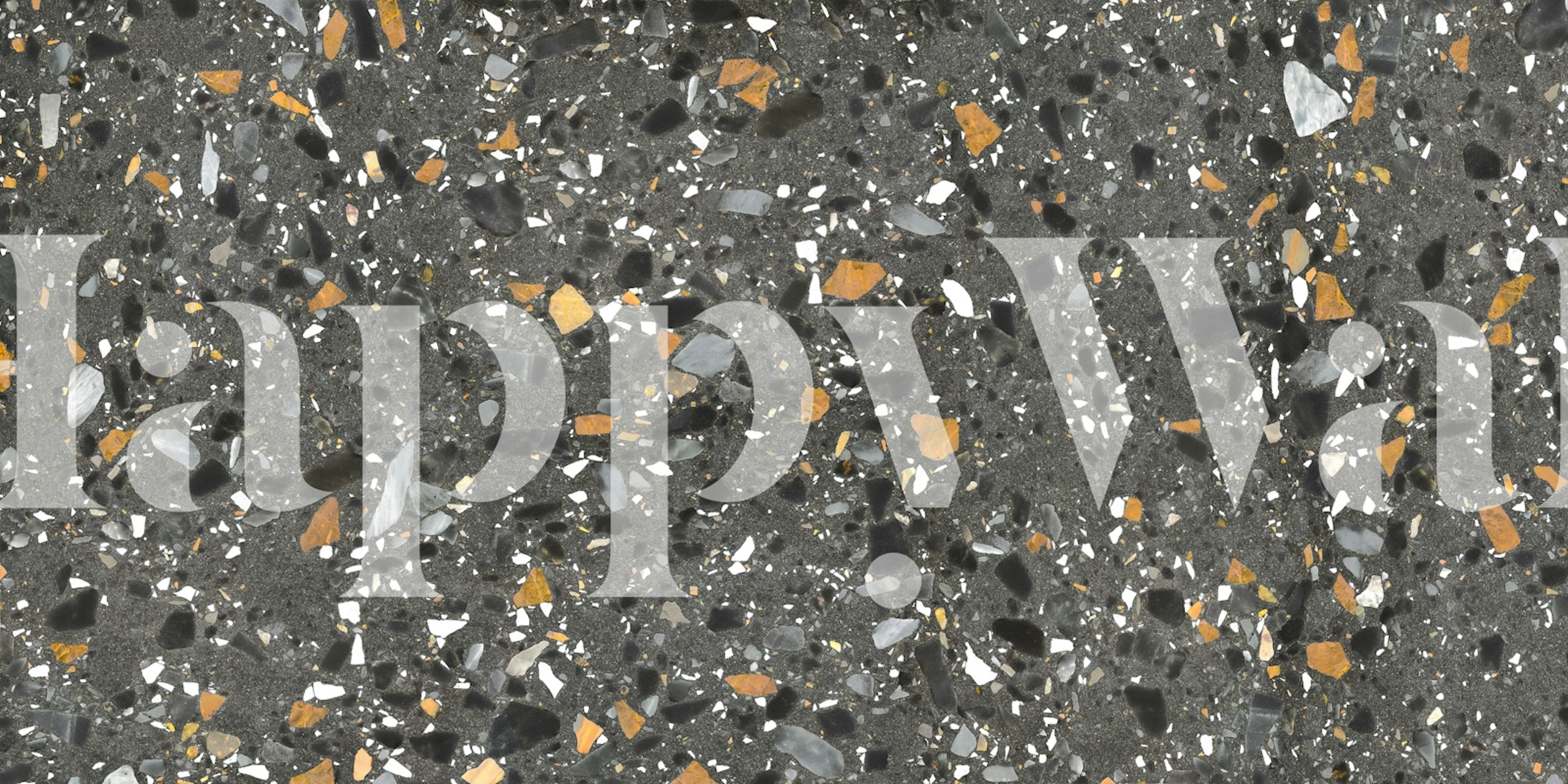 Black and gold terrazzo pattern wallpaper