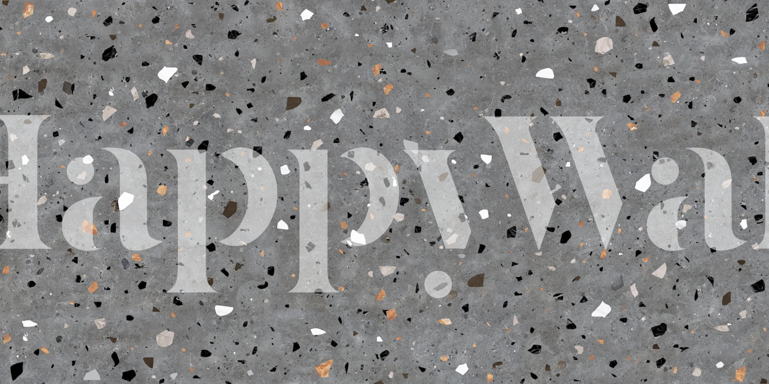 Dark grey terrazzo design tapet i et stilfullt rom