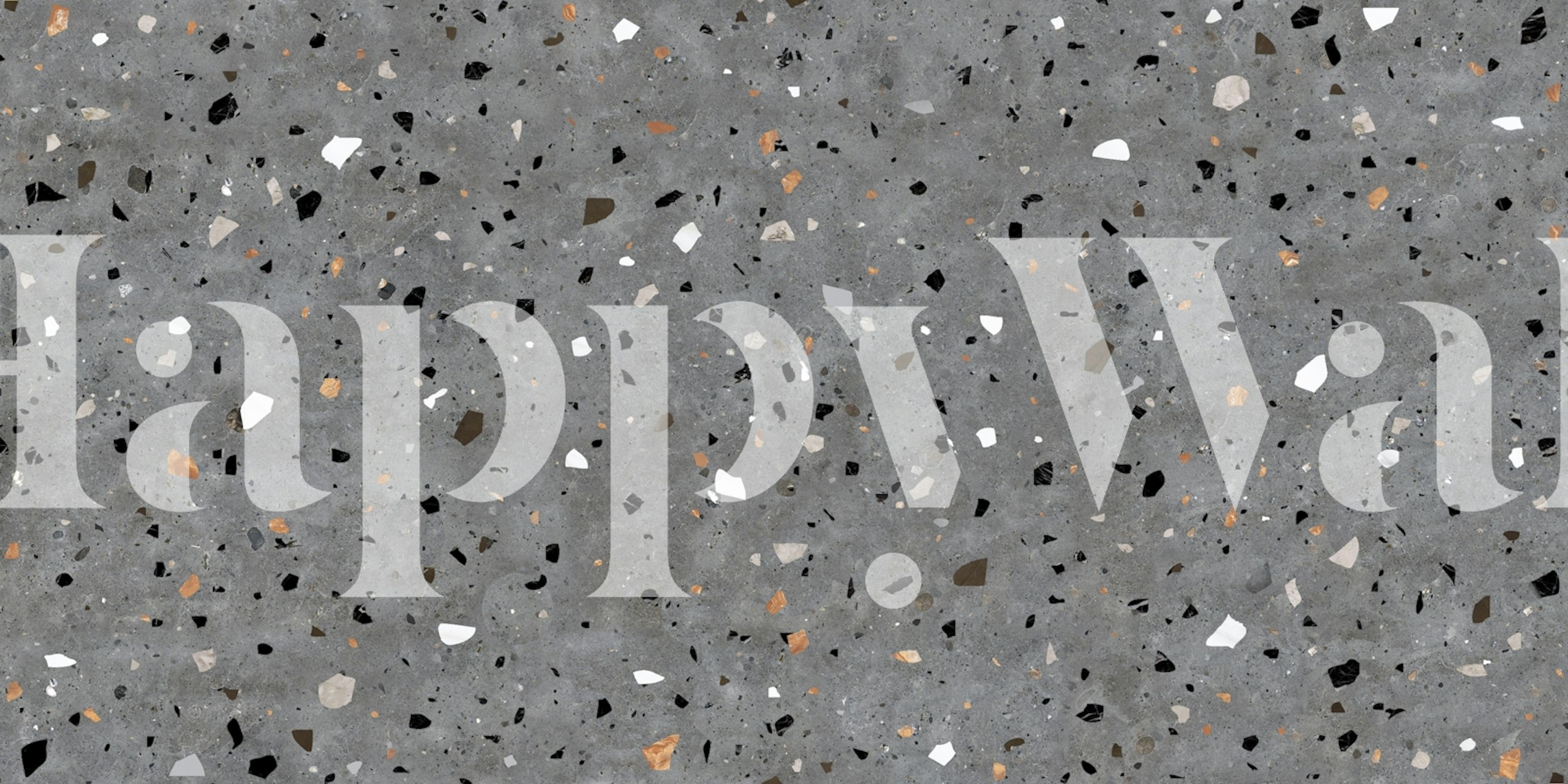 Dark grey terrazzo wallpaper in a stylish room