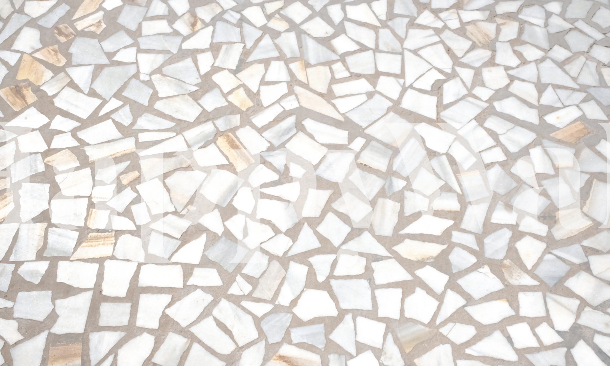 White and beige stone mosaic wallpaper