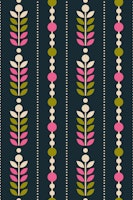 Pink green Scandi floral stripes papel pintado