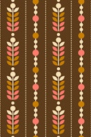 Brown pink Scandi flowers stripes papel pintado