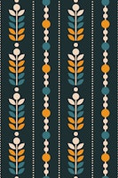 Blue Yellow Scandinavian floral stripes wallpaper