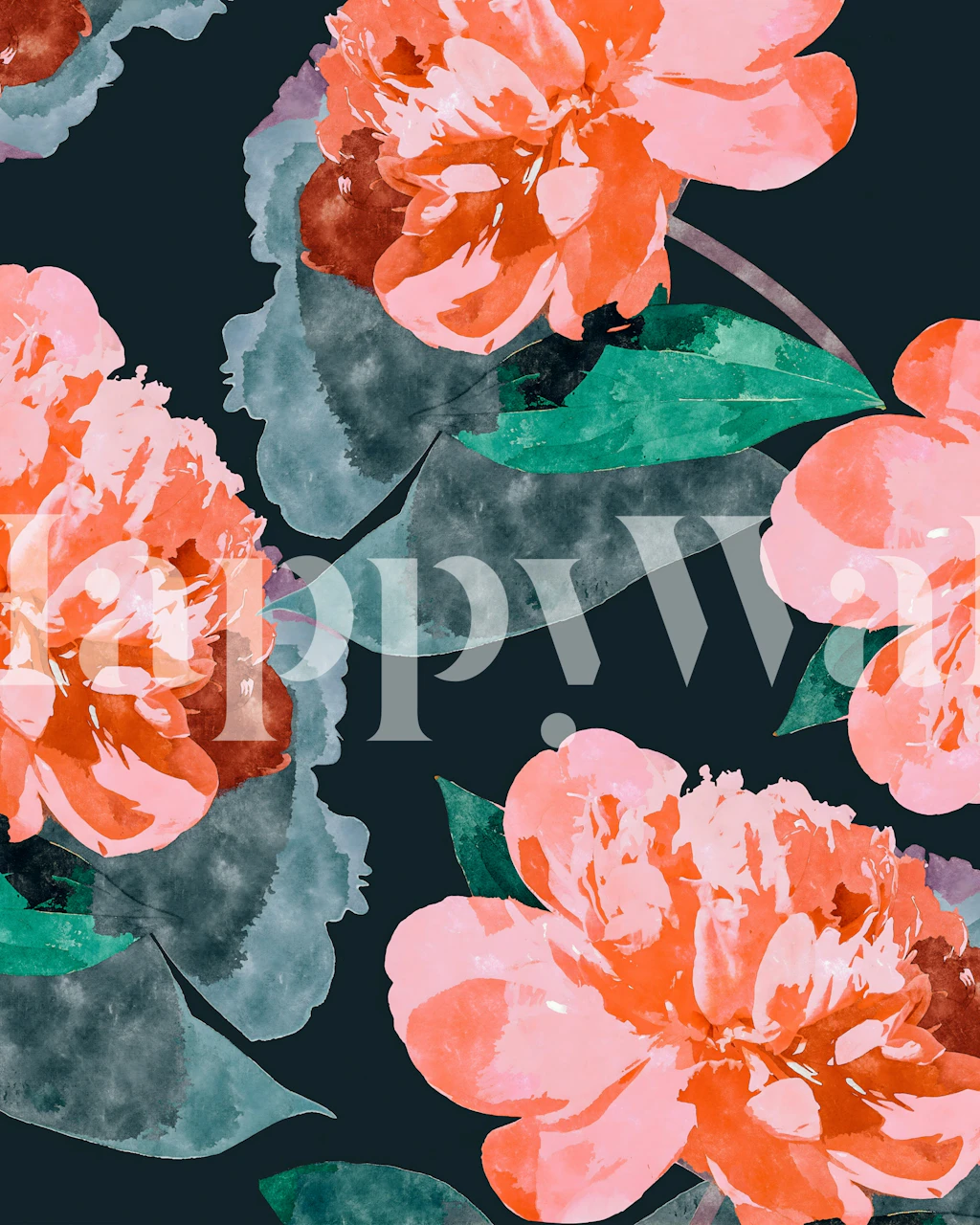 Floral wallpaper design in a room setting