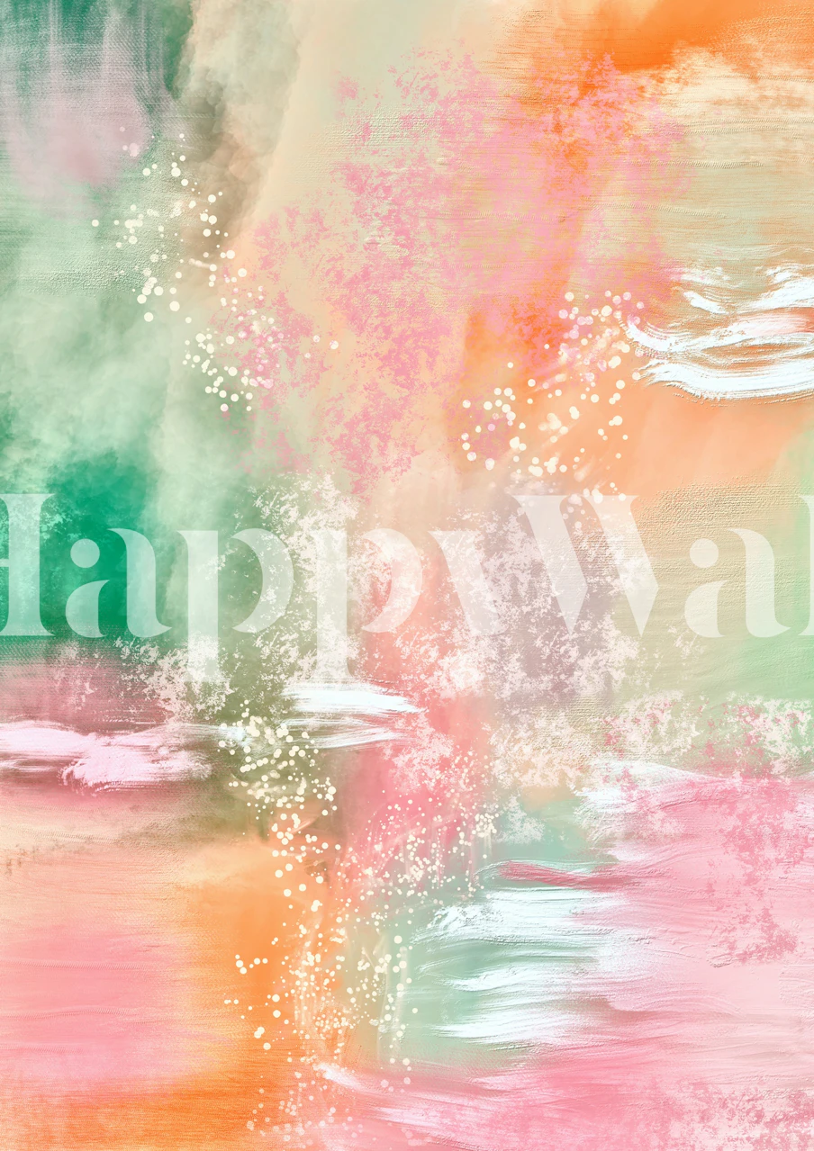 Pastel abstract colors in green, pink, orange wallpaper