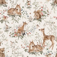 Woodland Animals cream big papiers peint