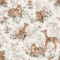 Woodland Animals cream small wallpaper