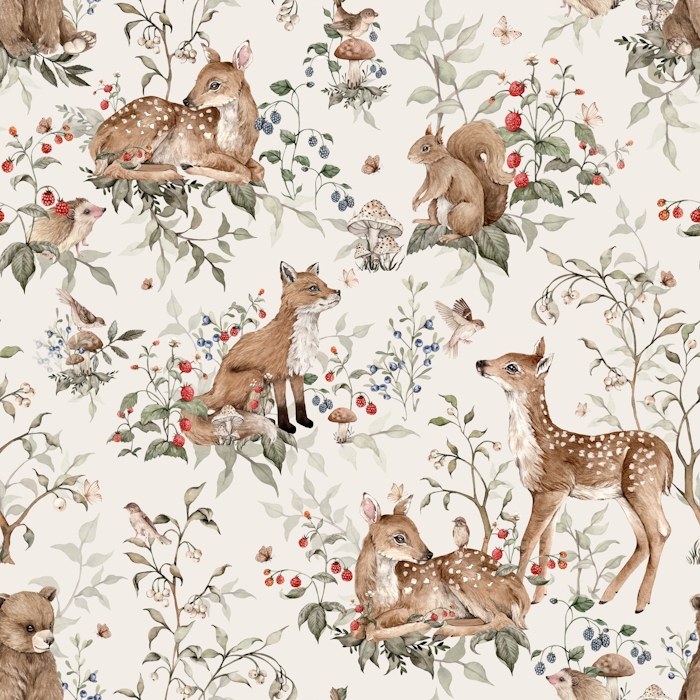 Woodland Animals cream small