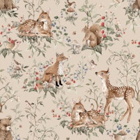 Woodland Animals beige small papiers peint