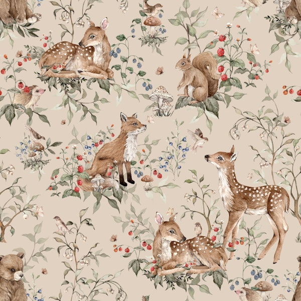 Woodland Animals beige small