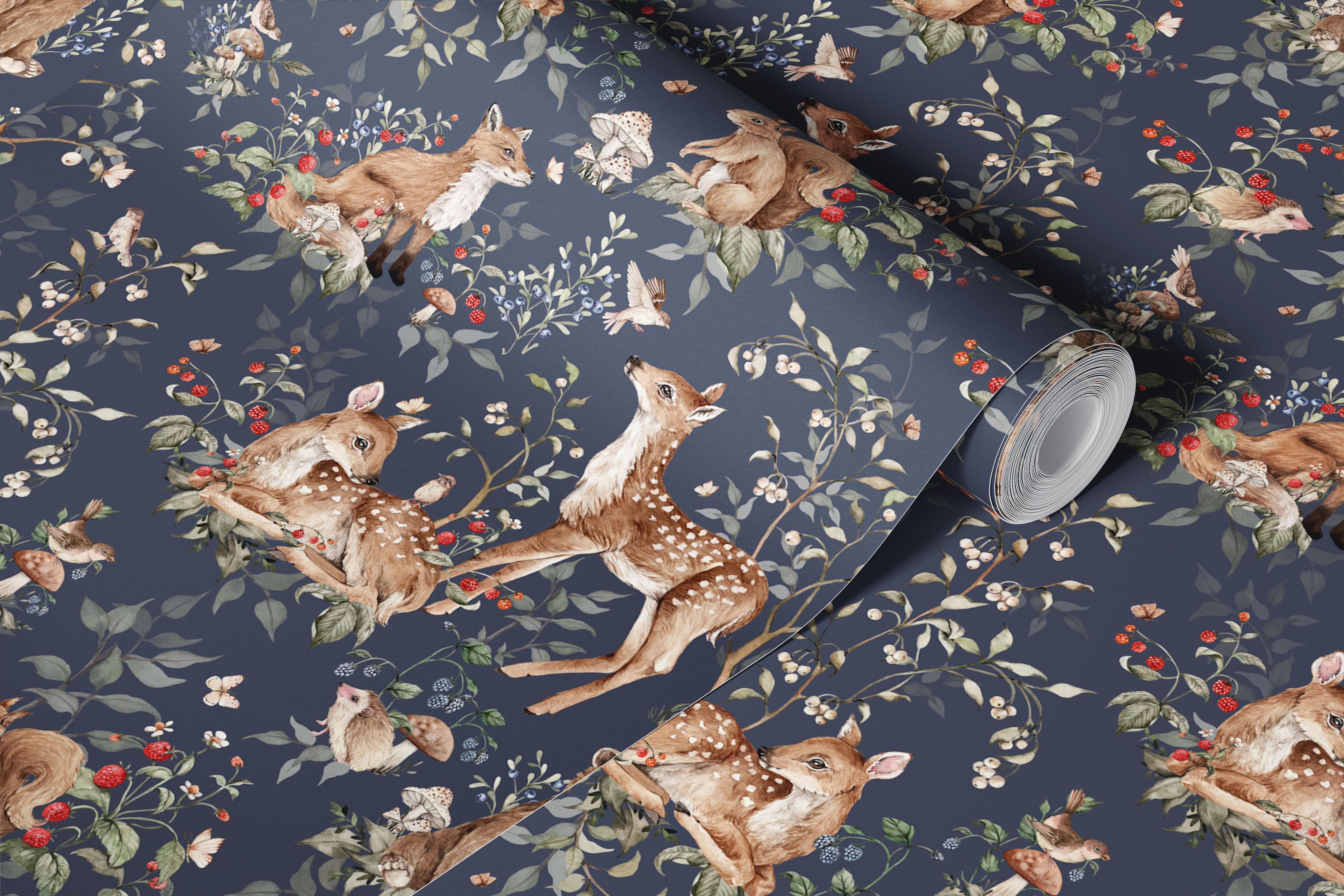 Woodland animals wallpaper in a room