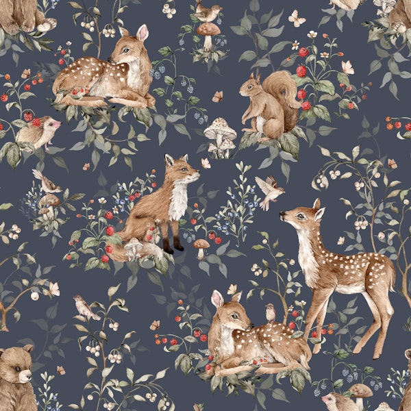 Woodland Animals navy small