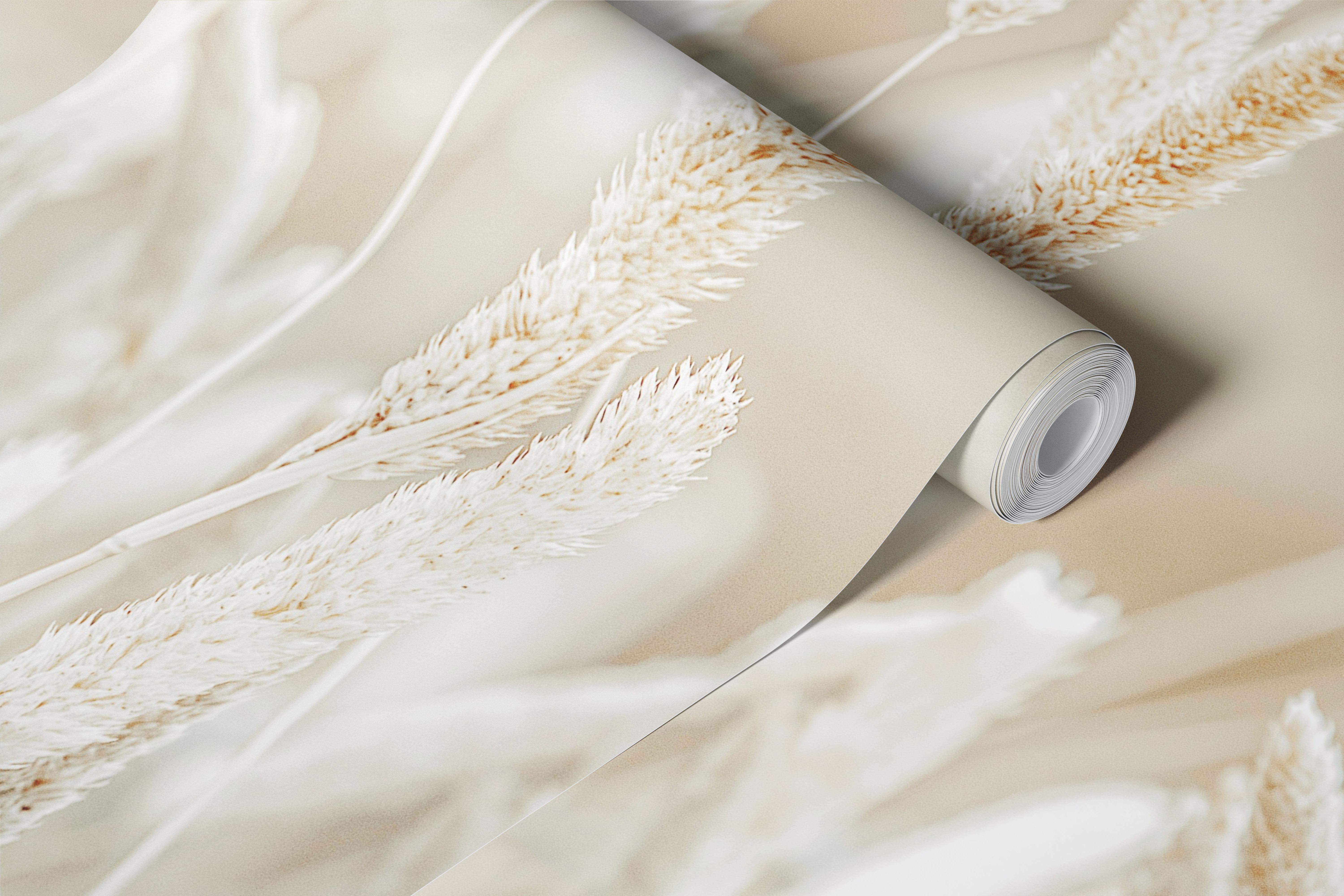 Wild Grass White Beige wallpaper in a room