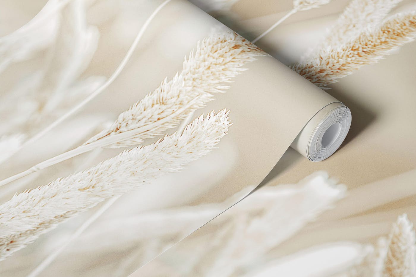 Wild Grass White Beige Prairie Elegance wallpaper roll
