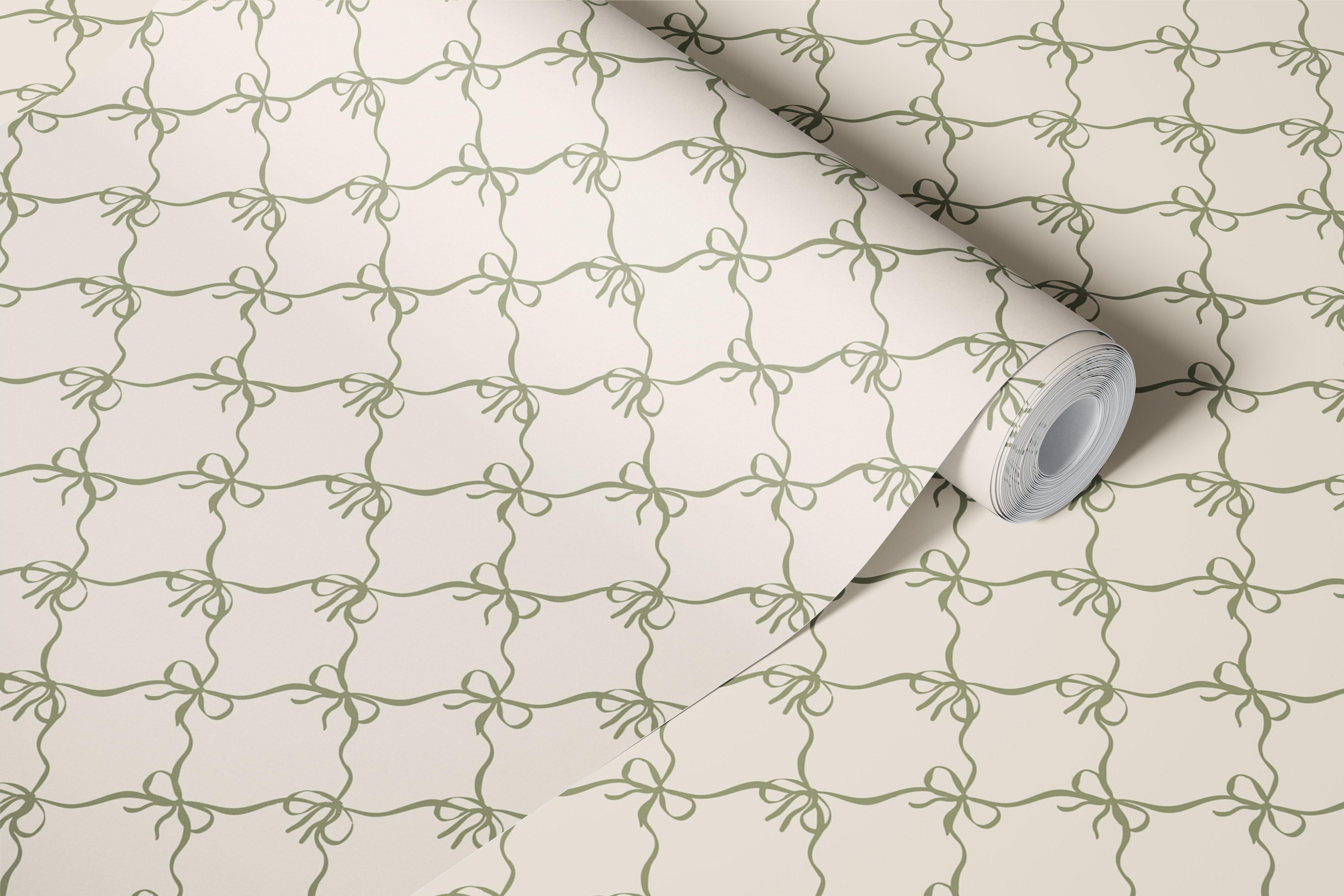 Vintage Bow Trellis wallpaper in a room setting