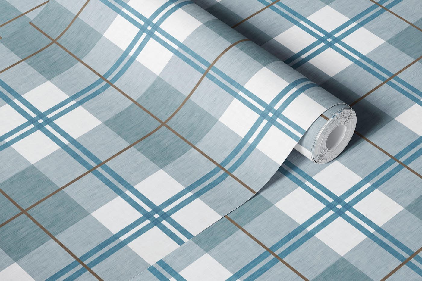 Country Plaid - Washed Denim Blue wallpaper roll