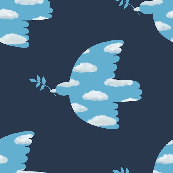 Blue Sky Peace Dove on Navy - Medium