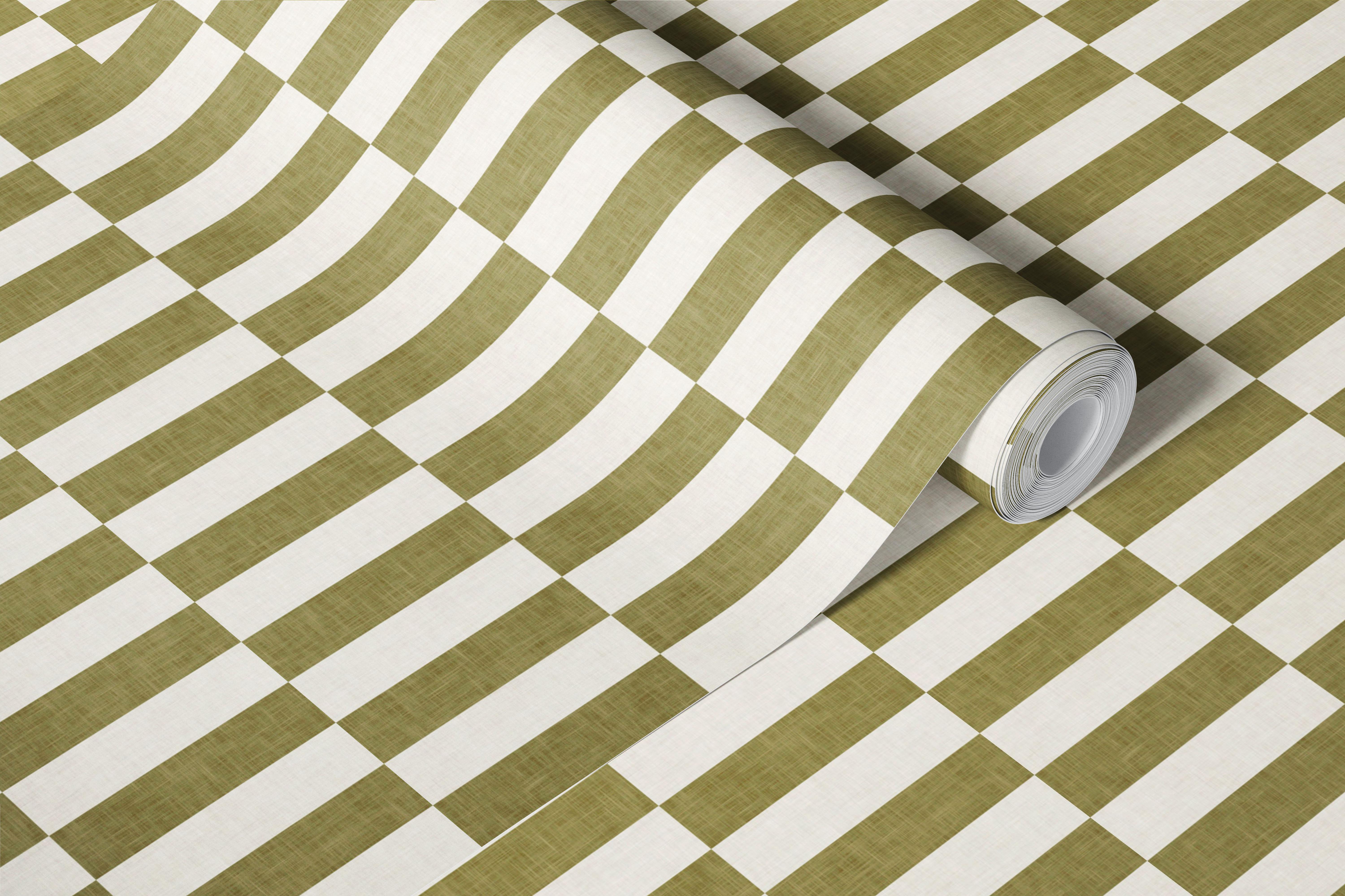 Textured geometric tile wallpaper in a room