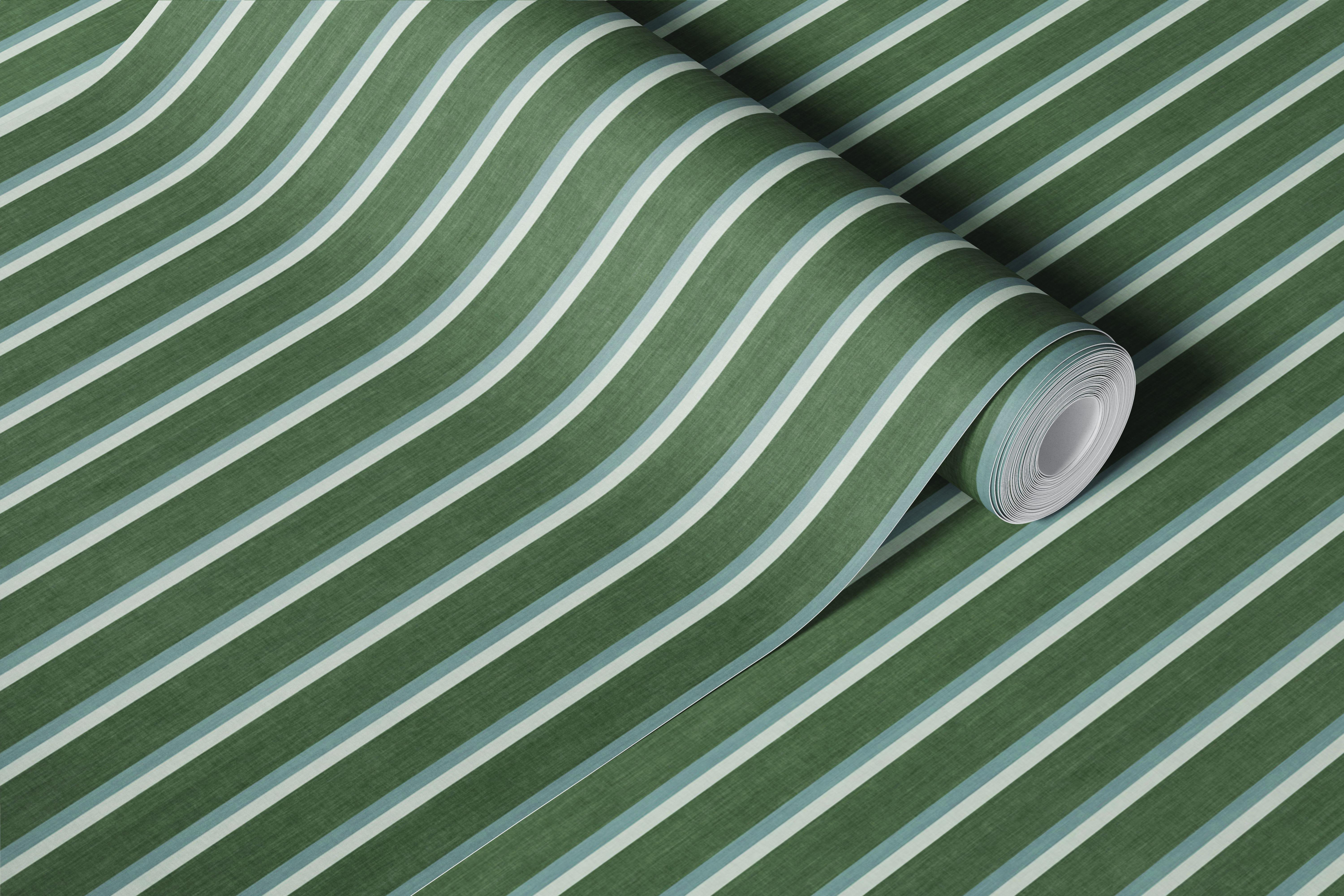 Green vertical stripes with light blue accents wallpaper