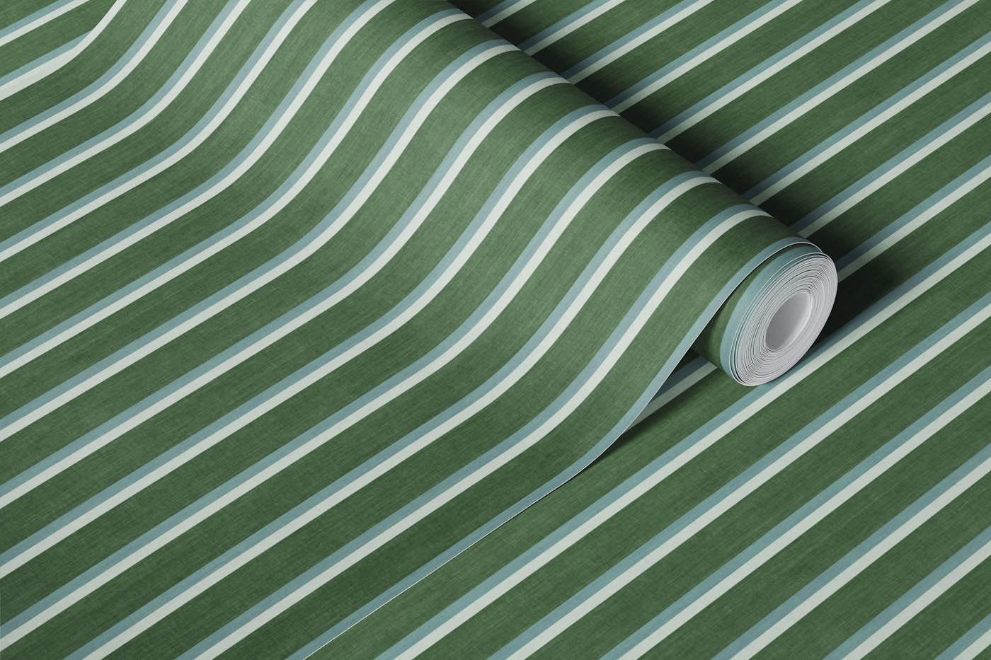 Tailored Stripe - Earthy Green wallpaper roll