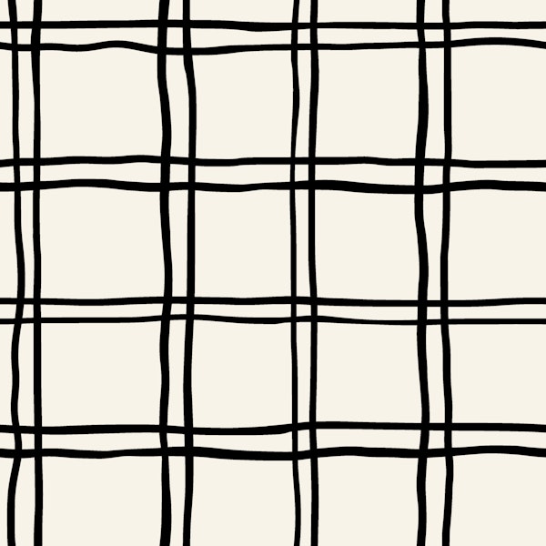hand drawn check black and off white