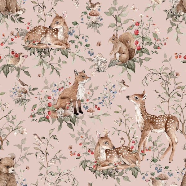 Woodland Animals pink big