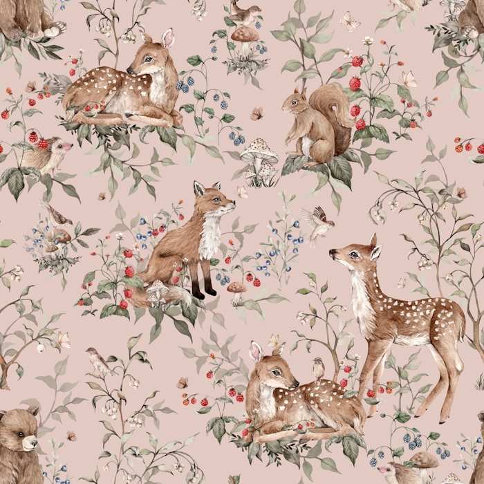 Woodland Animals pink big