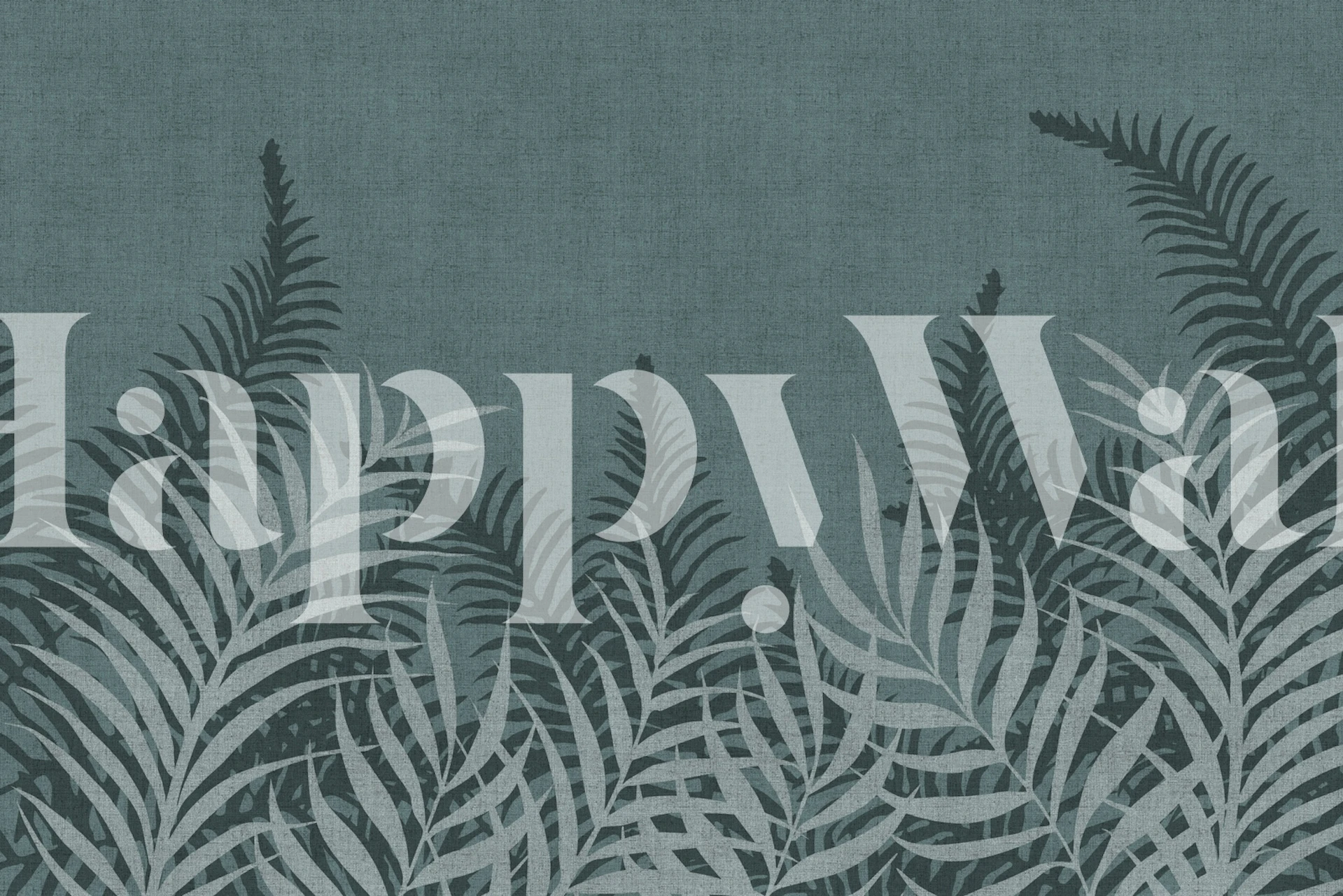 Blue and gray tropical fern leaves wallpaper