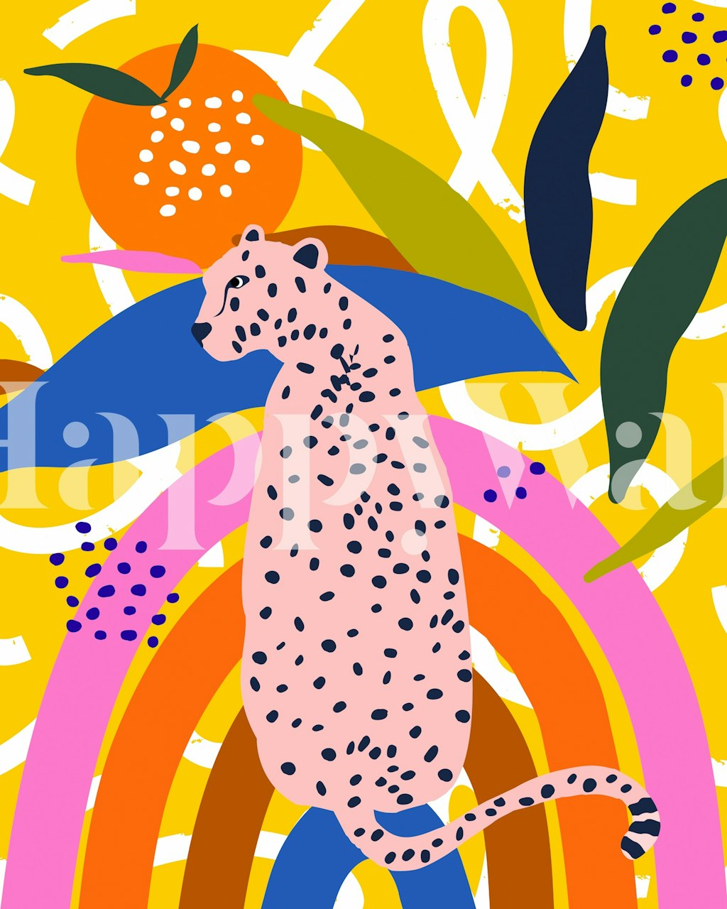 Leopard Somewhere Over the Rainbow tapet i et rom