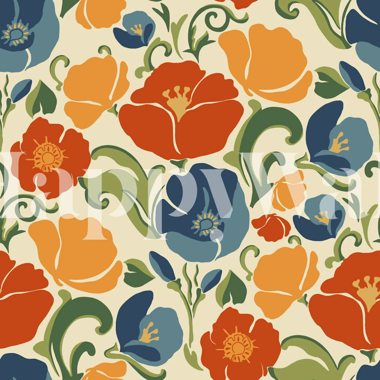 Retro Garden Delight florales Tapetdesign
