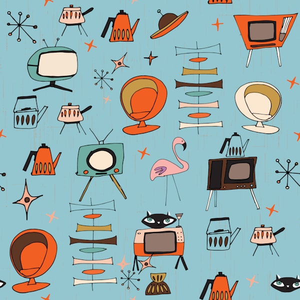 Atomic Retro Living Kitsch Blue