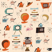 Atomic Retro Living Kitsch Beige tapet