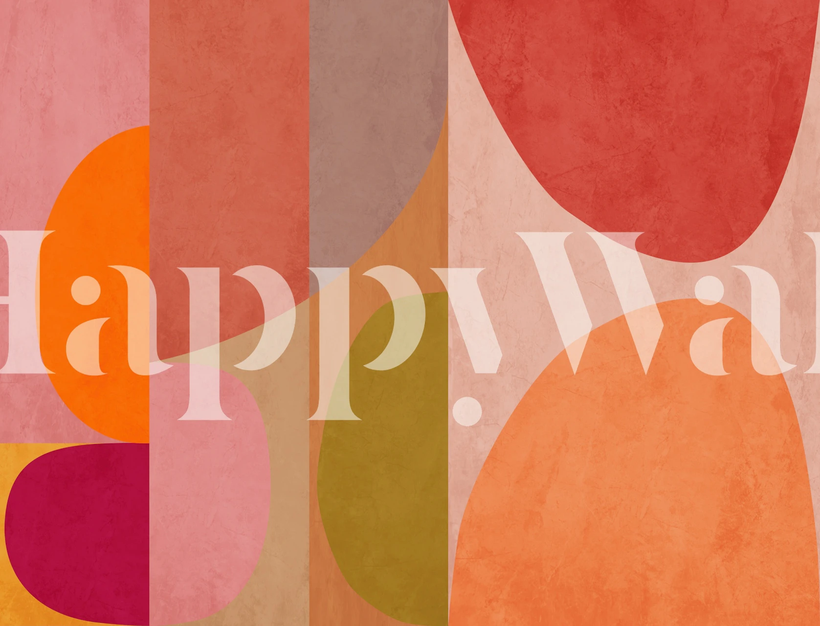 Warm abstract geometry wallpaper in a room