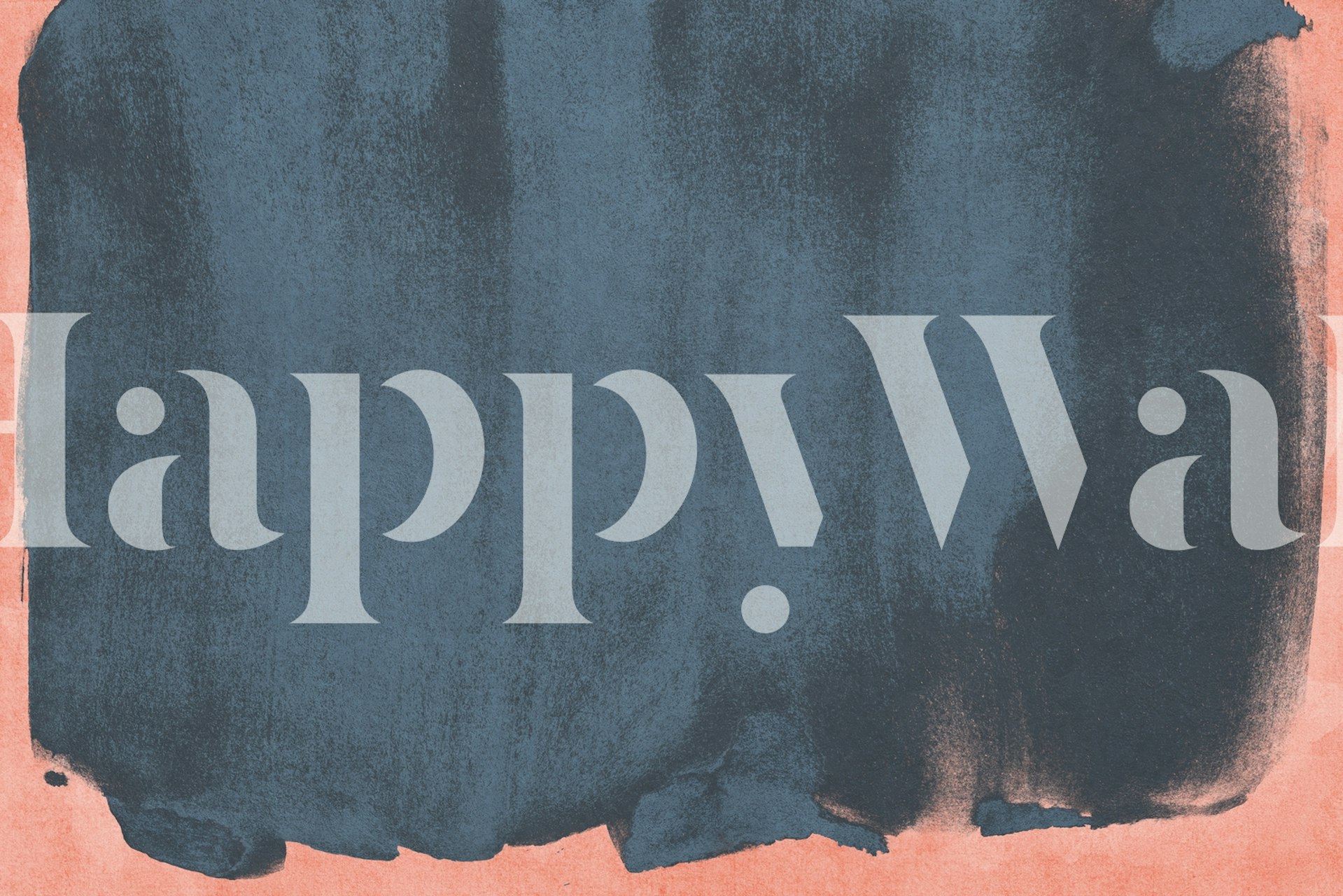 Abstract brush strokes in blue and coral colors wallpaper