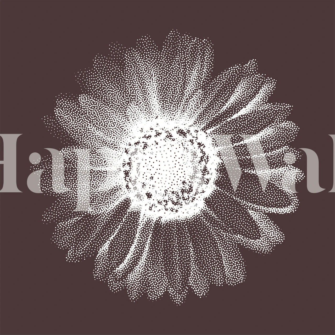 White daisy flower illustration on brown background wallpaper