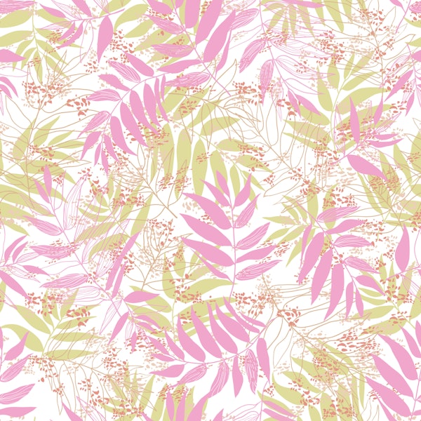 Open Leafy Textured Tropical - lime & pink