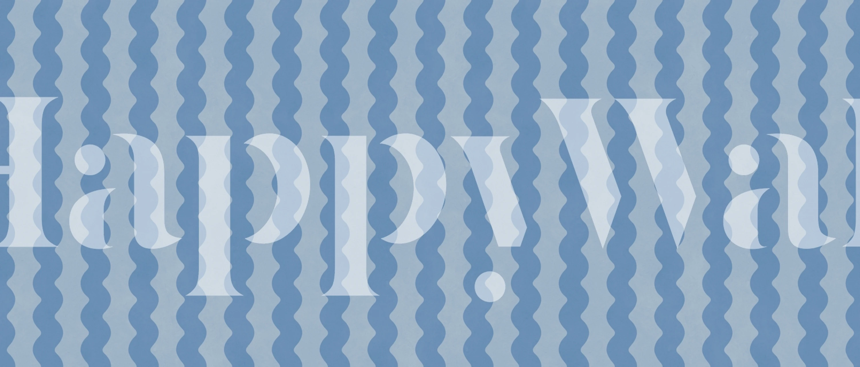 Light and dark blue wavy stripes wallpaper