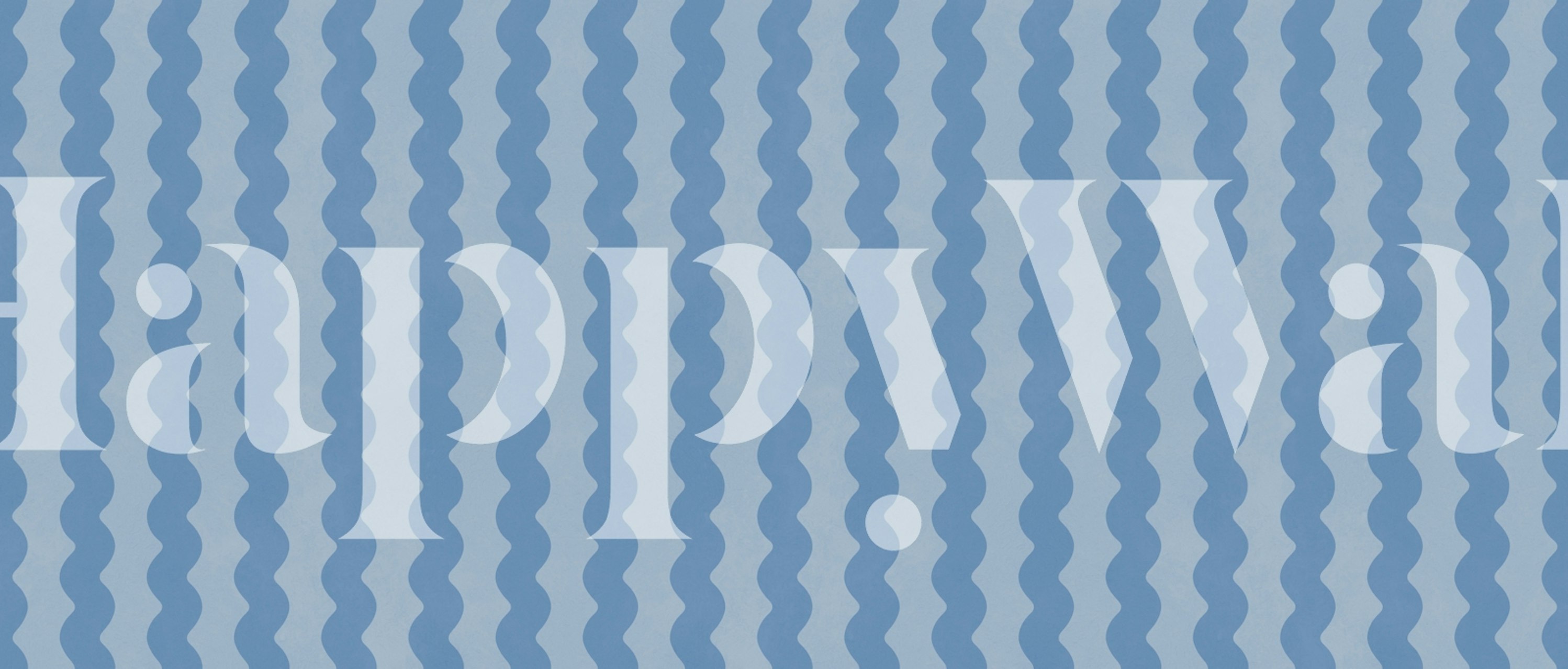 Light and dark blue wavy stripes wallpaper