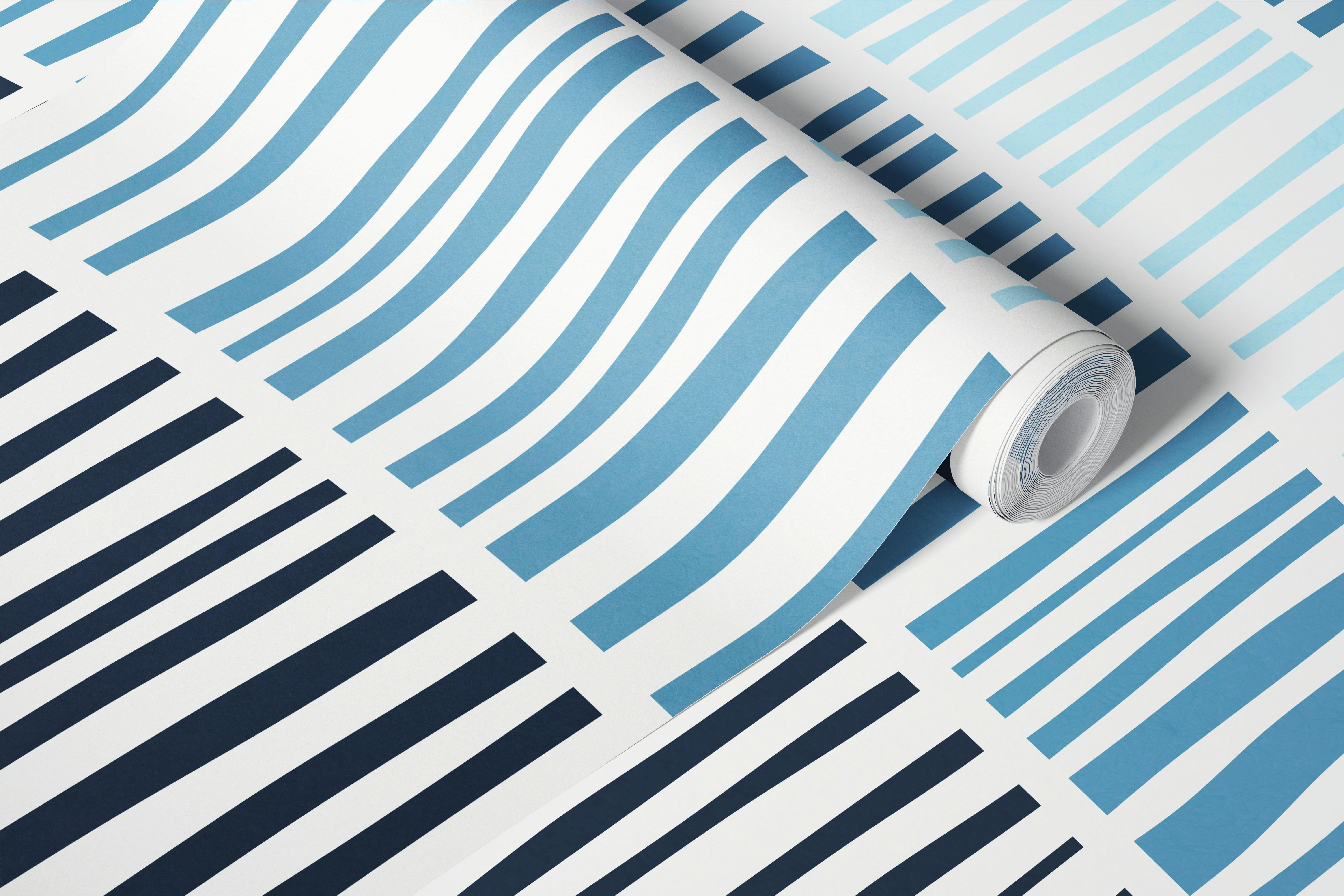 Oceanic Wave Lines Tapete in einem Raum