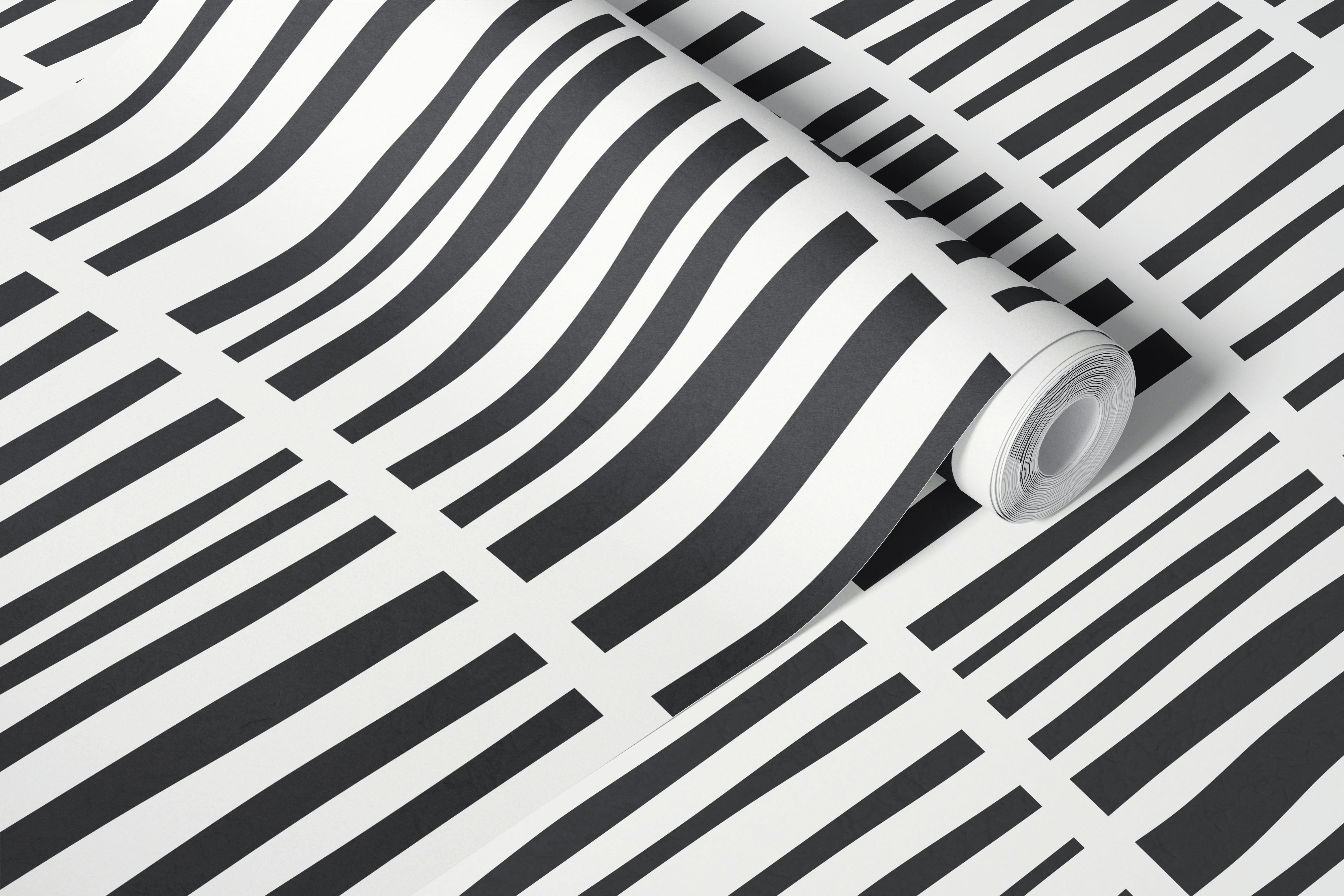 Wavy stripe wallpaper in a modern room